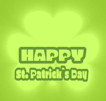 St. Patrick's Day greeting card template. Green text on shamrock background. Vector illustrationのイラスト素材