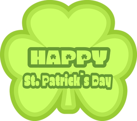 St. Patrick's Day greeting card template. Green text on shamrock background. Vector illustrationのイラスト素材