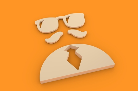 Businessman torso in suit 3d icon. Sunglasses and mustageの写真素材