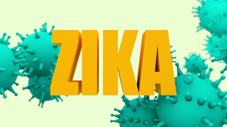Virus models and Zika word. Zika fever theme. Virus epidemic relative illustration.の写真素材