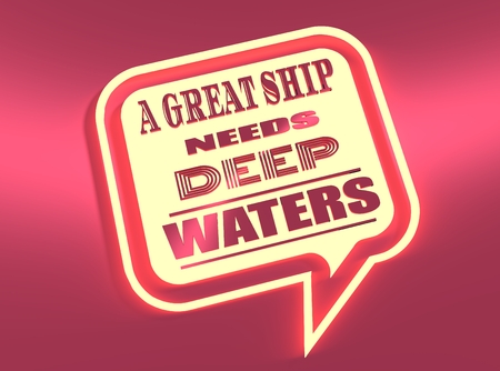 Quote text bubble. Commas, note, message and comment. Design element similar to quote. Text, commas, quote and note. Motivation quote. A great ship need deep watersの写真素材