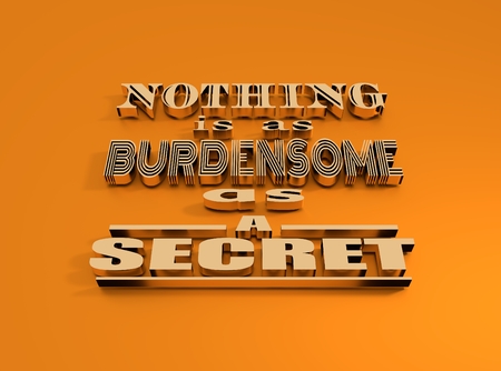 Quote text bubble. Design element similar to quote. Motivation quote. Nothing is as burdensome as a secret. Metallic textの写真素材