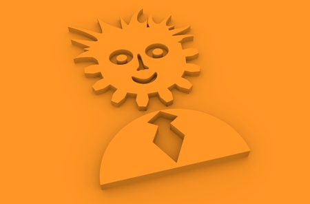 Businessman icon with gear beard. Simple 3D silhouetteの写真素材