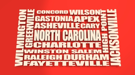 Image relative to USA travel. North Carolina cities and places names cloud.の写真素材