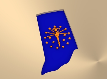Image relative to USA travel. Indiana state map and flag conceptの写真素材