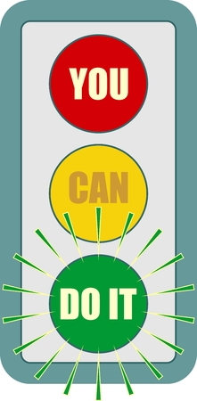 Traffic lights symbol. You can do it text. Flashing green. Motivation textのイラスト素材
