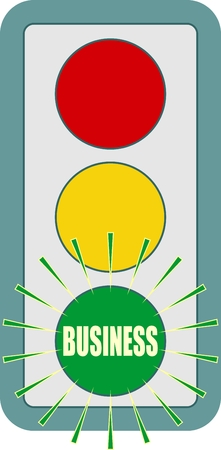 Traffic lights symbol. Business text on green color. Flashing green. Motivation textのイラスト素材