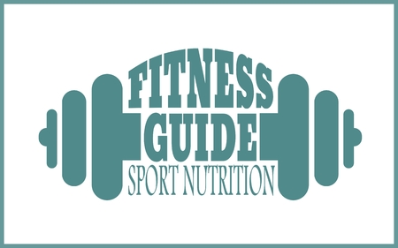 Fitness guide text. Creative Vector Typography Poster Concept. Letters and dumbbell icons. Body building relativeのイラスト素材