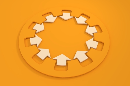 Industry theme relative concept. Arrows withing cog wheelの写真素材