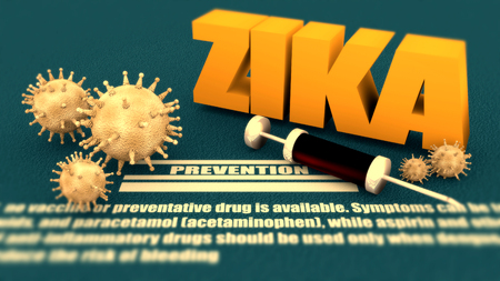 Abstract virus image on backdrop and zika text.の写真素材