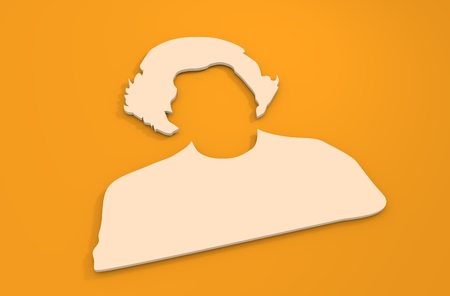 Vintage hair style  woman silhouette. 3D monochrome icon