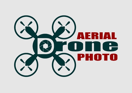 Drone quadrocopter icon. Flat symbol. Vector illustration. Aerial photo text. Aperture symbolのイラスト素材