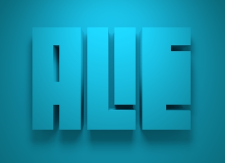 Drink alcohol beverage. Ale word lettering. 3D renderingの写真素材