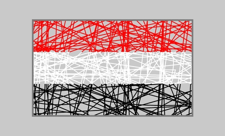 Yemen flag design concept. Flag painted by pencil strokes and country name. Image relative to travel and politic themesのイラスト素材
