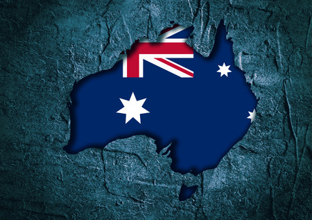 Image relative to Australia travel. Australia map in concrete textured frameの写真素材