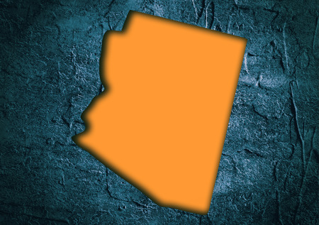 Image relative to USA travel. Arizona state map in concrete textured frameの写真素材