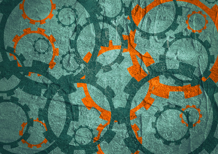 Cog wheels background. Decoration pattern from gears. Precision machinery relative backdrop. Concrete texturedの写真素材