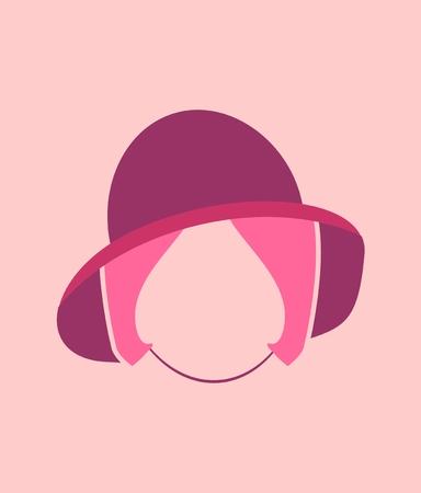 Woman silhouette. Retro fashion. Simple head iconのイラスト素材