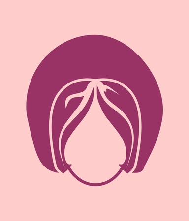 Woman silhouette. Retro fashion. Simple head iconのイラスト素材