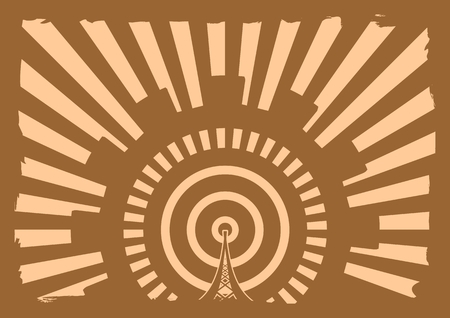 Wi Fi Network  Symbol . Mobile gadgets technology relative vector image. Sun rays backgroundのイラスト素材