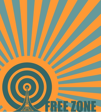 Wi Fi Network  Symbol . Mobile gadgets technology relative vector image. Free zone text on sun rays backgroundのイラスト素材