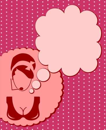 Chat or customer service operator. Bubble speech text field. Retro styleのイラスト素材
