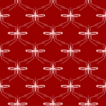 Seamless pattern. Vector abstract background. Mosquito silhouette icons. Insect transmitted diseases relative backdrop. Zika virus textのイラスト素材