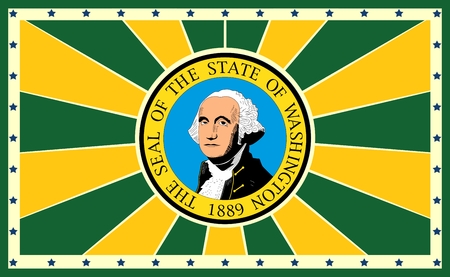 Image relative to USA travel. Washington state sun burst vintage bannerのイラスト素材