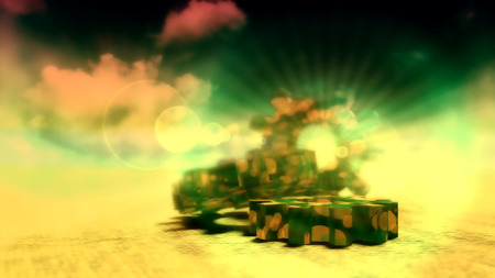 Industry theme relative abstract background concept. Cloudscape with spotted gearsの写真素材