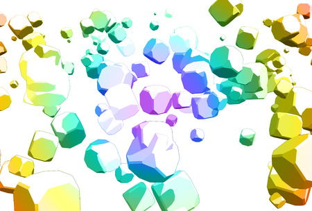 Abstract background from flying cubes. Gradient multi color toned. 3D rendering