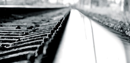 Railway track. Perspective view. Close up imageの写真素材