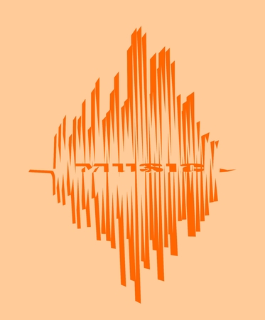Orange sound range curve with music word withinのイラスト素材
