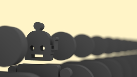 Special standing out from the crowd. Human and robot differences. 3D renderingの写真素材