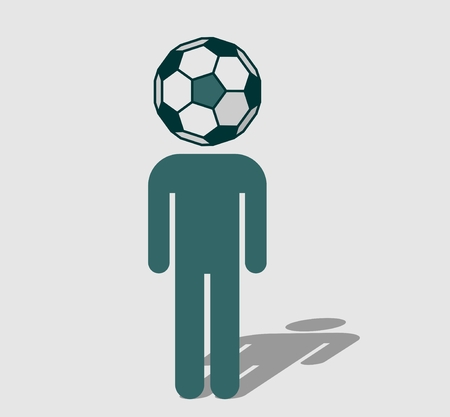 Human icon with ball instead head. Soccer fan metaphorのイラスト素材