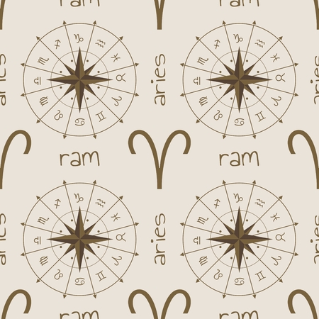 Astrology sign Ram. Seamless background. Vector illustrationのイラスト素材
