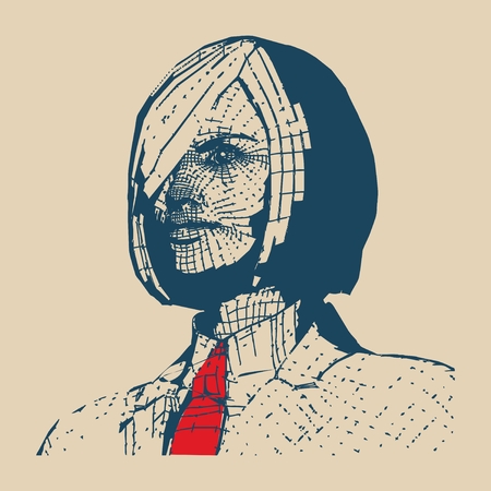 Business woman portrait. Vector illustration in pop art style. Suit and tieのイラスト素材