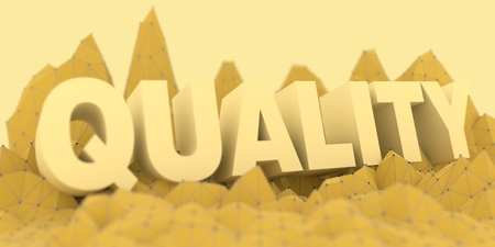 Low poly mountains landscape. 3d illustration. Polygonal mosaic background. Quality word