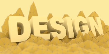 Low poly mountains landscape. 3d illustration. Polygonal mosaic background. Design word