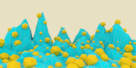 Low poly mountains landscape. 3d illustration. Polygonal mosaic backgroundの写真素材