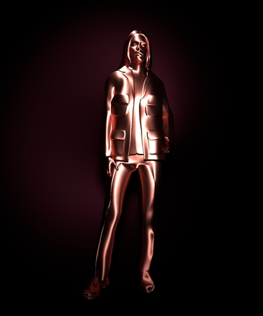 Attractive fashionable woman model. 3D rendering. Mannequin of a metallic materialの写真素材