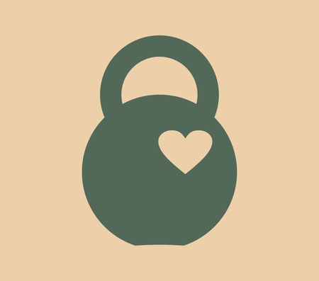 Kettlebell icon with heart. Flat style simple symbol. Element for sporty club emblemのイラスト素材