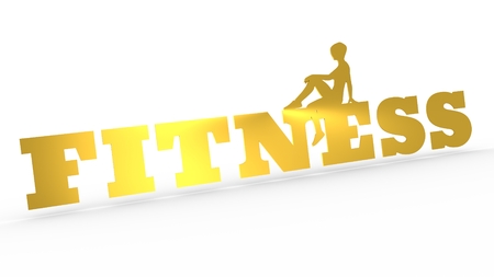 woman silhouette on fitness text. Bodybuilding club emblem. 3D renderingの写真素材