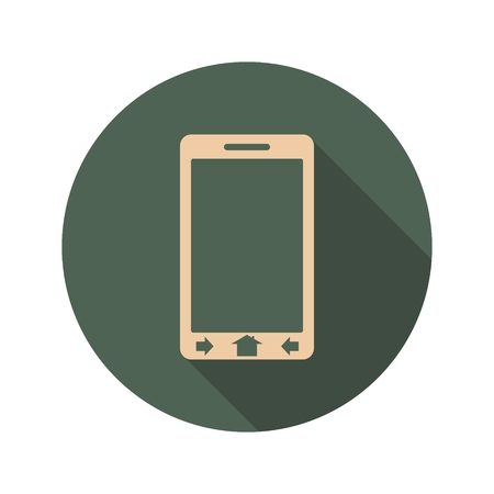 Smartphone icon. Web Icon in Flat Design with Long Shadowsのイラスト素材