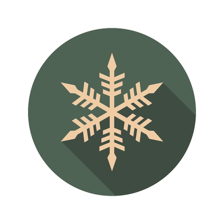 Snowflake silhouette. New year celebration theme. Web Icon in Flat Design with Long Shadowsのイラスト素材