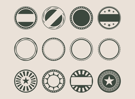 Stamps and stickers icons set. Kit collection of graphic design elements. Vector illustration.のイラスト素材