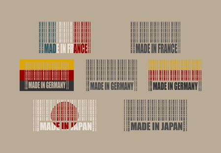 bar code unusual collection. Relative for retail business. Lines consist of countries namesのイラスト素材