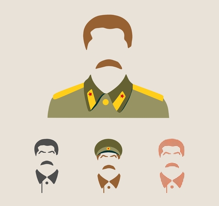 Collection of the vector portraits of Joseph Stalin. Soviet Union leader.のイラスト素材