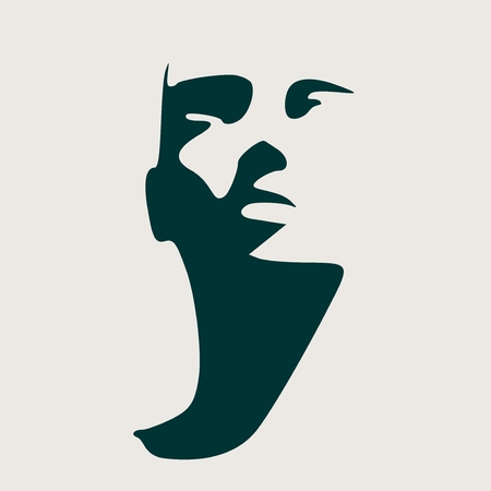 Human head silhouette. Face front view. Elegant silhouette of part of human face. Vector Illustrationのイラスト素材