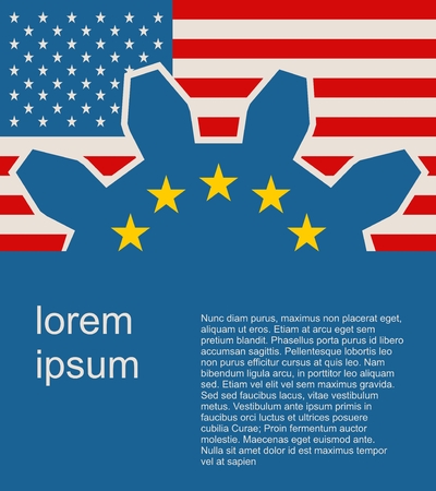 TTIP - Transatlantic Trade and Investment Partnership. Europe and USA association. Modern vector brochure, report or flyer design template. Field for textのイラスト素材