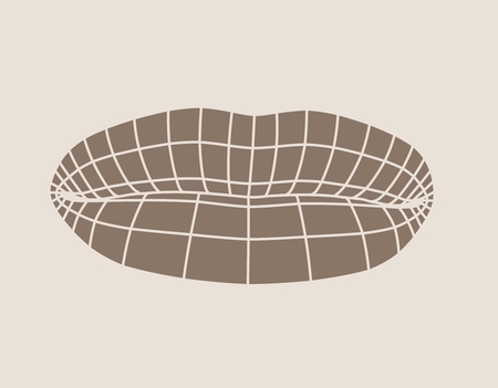 Wire frame polygonal female lips. Simple illustration for printing on T-shirt. Vector illustration of a woman lips symbol. Human lips design.のイラスト素材